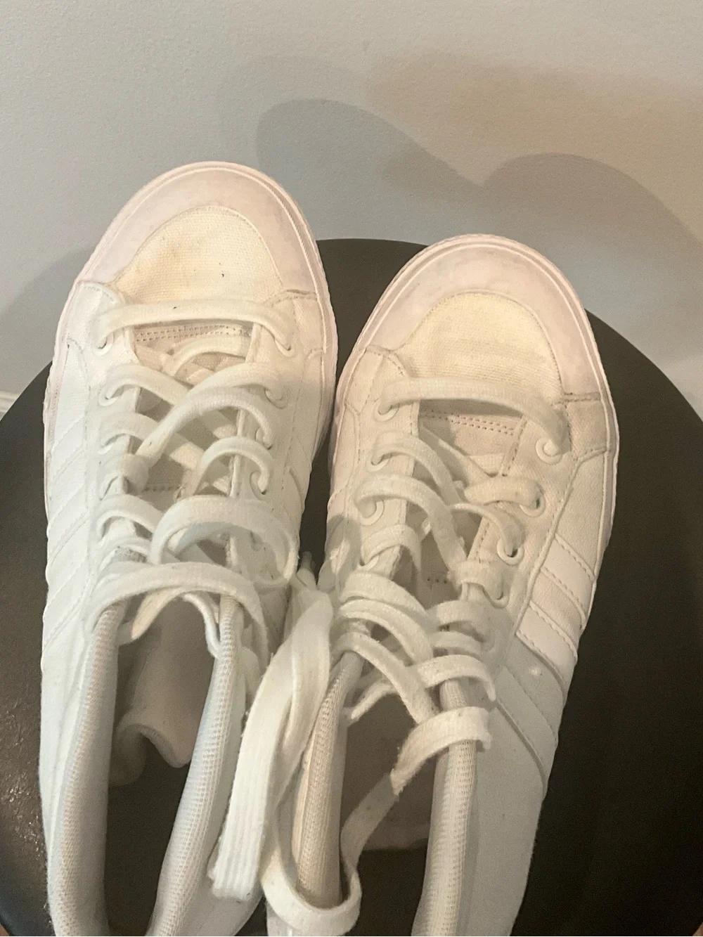 Women’s canvas adidas White High-Top Athletic Sneakers size 8